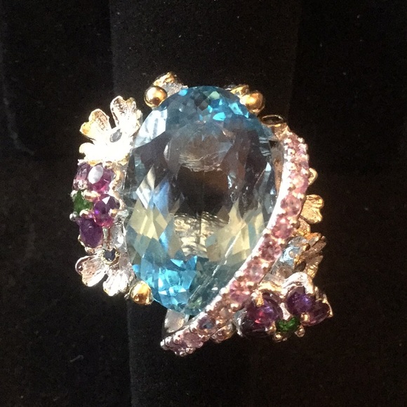 Atlanta Gem & Mineral Show Jewelry - SPECTACULAR Work of Art Genuine Blue Topaz Ring